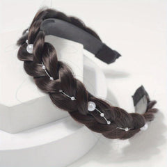 Braided Headband with Pearl Adornment for Daily Use