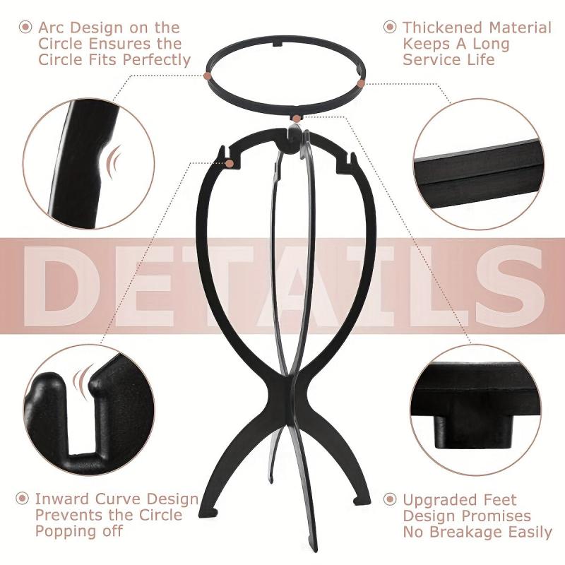 3pack Collapsible Wig Head Stands Portable Wig Holders