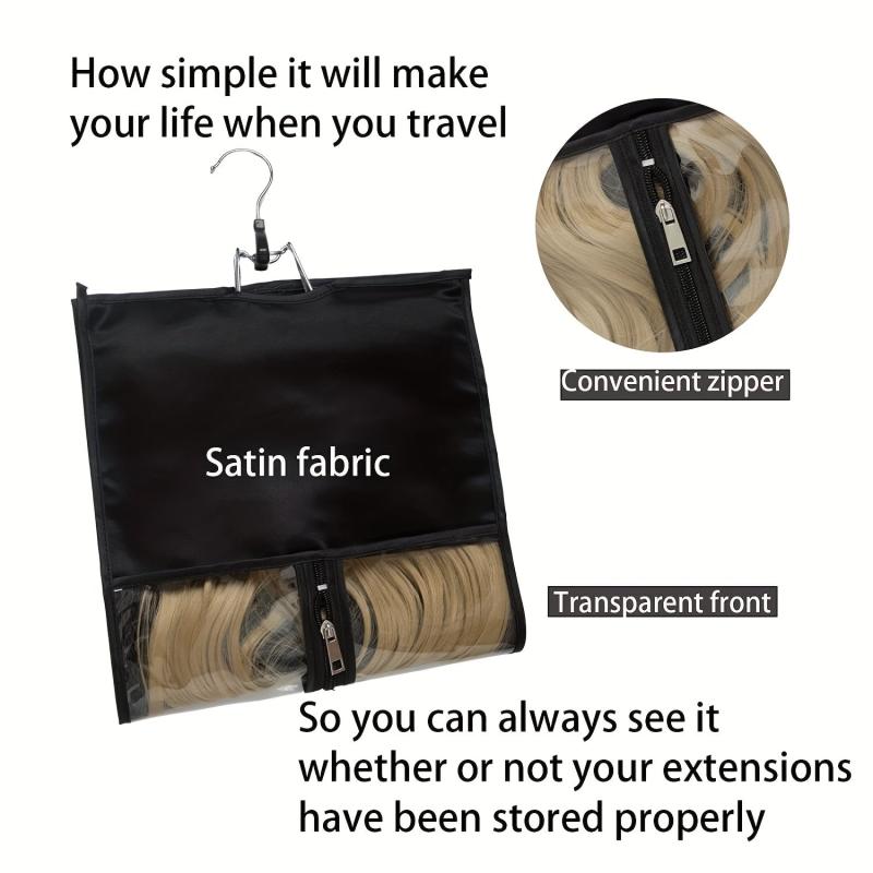 Satin Hair Extension Storage Bag & Hanger - Travel Friendly