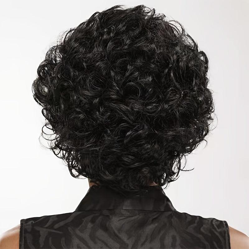 Short Curly Blonde Grey Wigs Natural Synthetic Hair Replacement