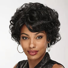 Short Curly Blonde Grey Wigs Natural Synthetic Hair Replacement
