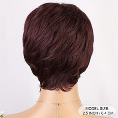 10 16 Cm Red Short Pixie Cut Wigs With Bangs Synthetic Rose Net Hair Wigs