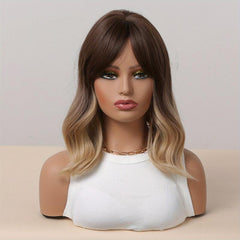 Long Wavy Curly Hair Wigs With Bangs 35 56 Cm Synthetic Fiber for Women Girls