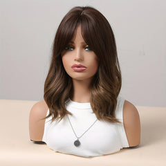 Long Wavy Curly Hair Wigs With Bangs 35 56 Cm Synthetic Fiber for Women Girls