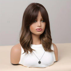 Long Wavy Curly Hair Wigs With Bangs 35 56 Cm Synthetic Fiber for Women Girls