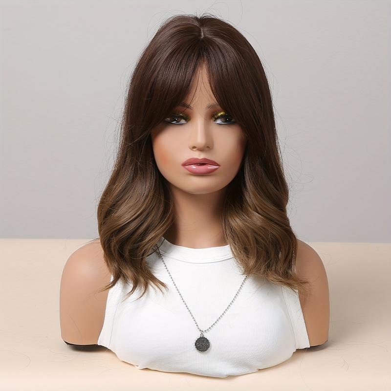 Long Wavy Curly Hair Wigs With Bangs 35 56 Cm Synthetic Fiber for Women Girls