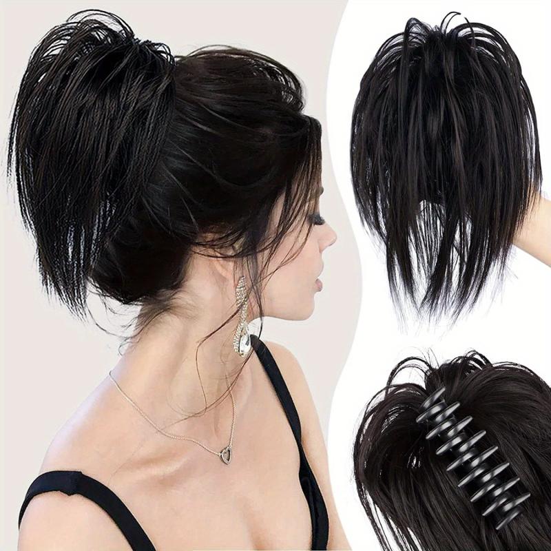 Curly Chignon Hair Bun Claw Clip Ponytail Hairpiece