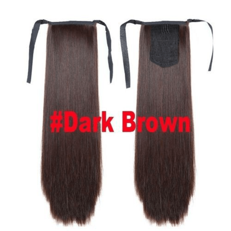 66 cm Long Straight Ponytail Extensions with Ties Synthetic Wrap Around Ponytail