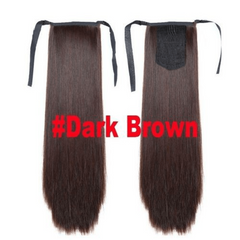 66 cm Long Straight Ponytail Extensions with Ties Synthetic Wrap Around Ponytail