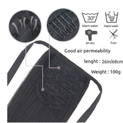 66 cm Long Straight Ponytail Extensions with Ties Synthetic Wrap Around Ponytail