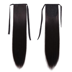 66 cm Long Straight Ponytail Extensions with Ties Synthetic Wrap Around Ponytail