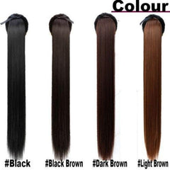 66 cm Long Straight Ponytail Extensions with Ties Synthetic Wrap Around Ponytail