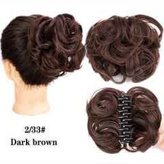 Synthetic Claw Clip In Hair Bun Messy Curly Wavy Chignon Extensions