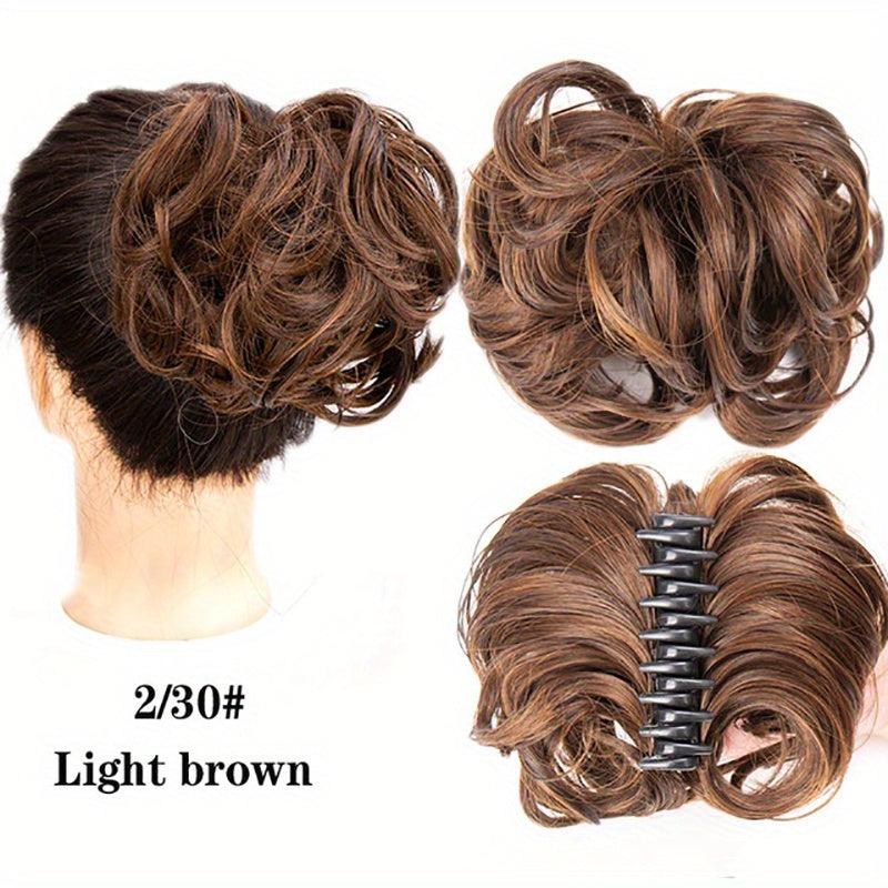 Synthetic Claw Clip In Hair Bun Messy Curly Wavy Chignon Extensions