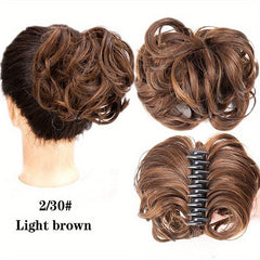 Synthetic Claw Clip In Hair Bun Messy Curly Wavy Chignon Extensions
