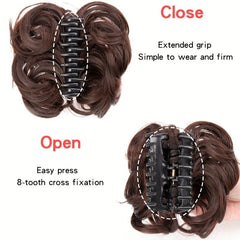 Synthetic Claw Clip In Hair Bun Messy Curly Wavy Chignon Extensions