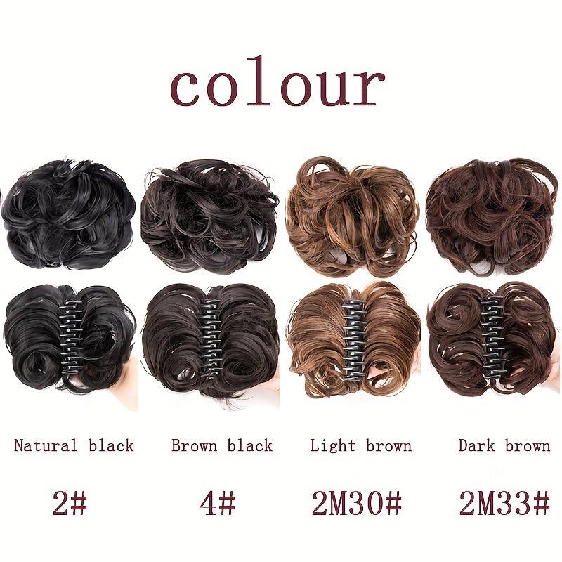Synthetic Claw Clip In Hair Bun Messy Curly Wavy Chignon Extensions