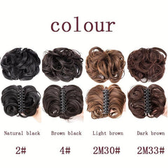 Synthetic Claw Clip In Hair Bun Messy Curly Wavy Chignon Extensions