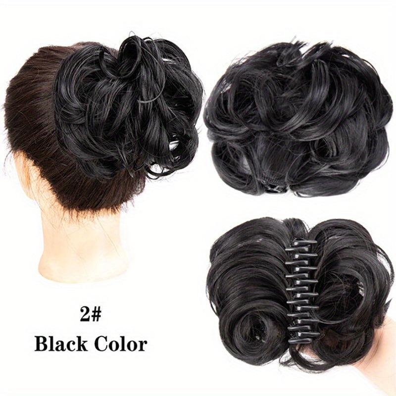 Synthetic Claw Clip In Hair Bun Messy Curly Wavy Chignon Extensions