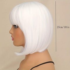 Orange 25cm Straight Bob Short Hair Wigs Synthetic Fluffy Hair Replacement