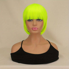 Orange 25cm Straight Bob Short Hair Wigs Synthetic Fluffy Hair Replacement