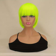 Orange 25cm Straight Bob Short Hair Wigs Synthetic Fluffy Hair Replacement