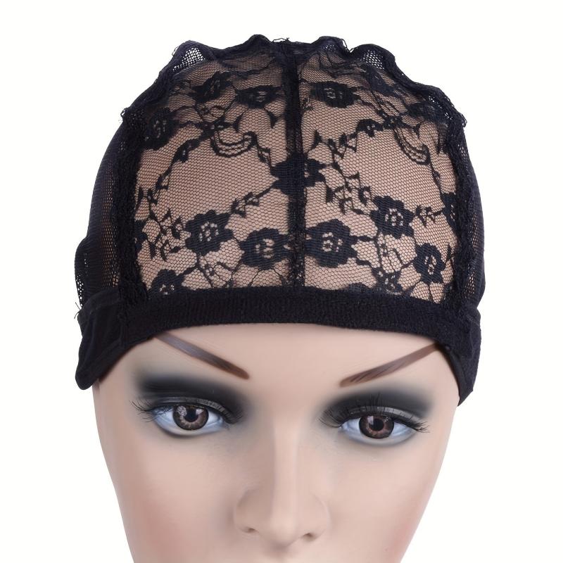 Lace Wig Cap w/ Adjustable Straps Stretch Breathable Synthetic Hair Lace Net Cap