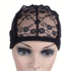 Lace Wig Cap w/ Adjustable Straps Stretch Breathable Synthetic Hair Lace Net Cap