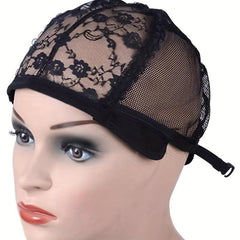 Lace Wig Cap w/ Adjustable Straps Stretch Breathable Synthetic Hair Lace Net Cap