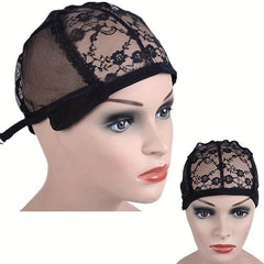 Lace Wig Cap w/ Adjustable Straps Stretch Breathable Synthetic Hair Lace Net Cap