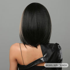 16inch Red Ombre Short Bob Straight Wigs Middle Part