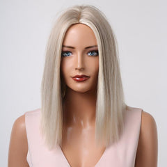 16inch Red Ombre Short Bob Straight Wigs Middle Part