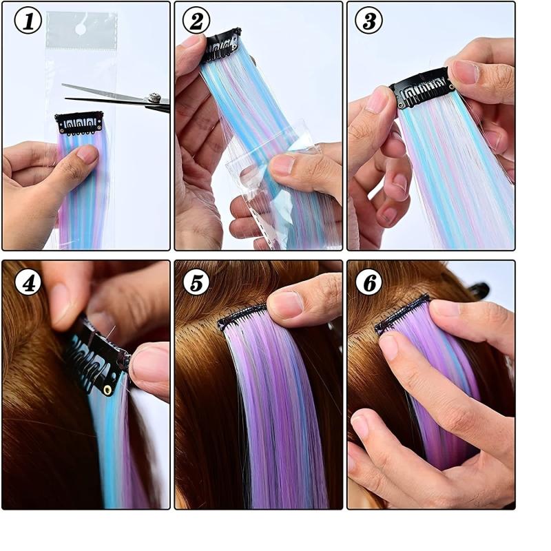 10 Packs Non Marking Hair Pieces Highlighting Wigs Hair Decorations