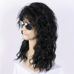 70s 80s Rocker Wig Long Curly Wig For Men Mullet Costume Wig For Party