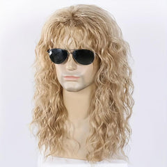 70s 80s Rocker Wig Long Curly Wig For Men Mullet Costume Wig For Party
