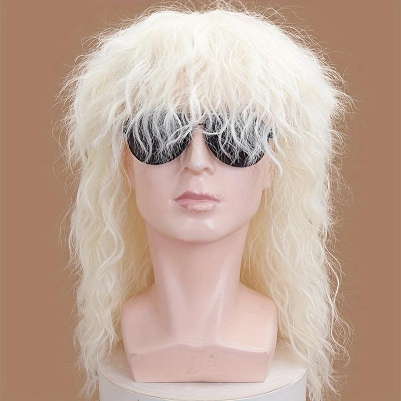 70s 80s Rocker Wig Long Curly Wig For Men Mullet Costume Wig For Party