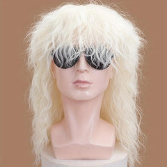 70s 80s Rocker Wig Long Curly Wig For Men Mullet Costume Wig For Party