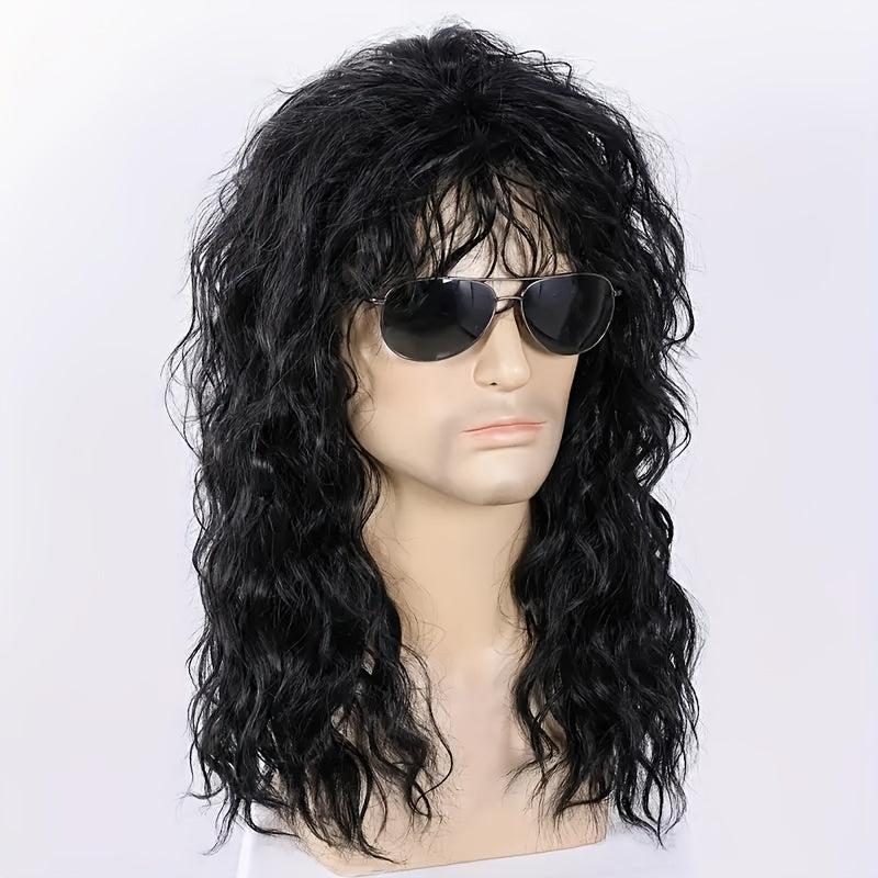 70s 80s Rocker Wig Long Curly Wig For Men Mullet Costume Wig For Party