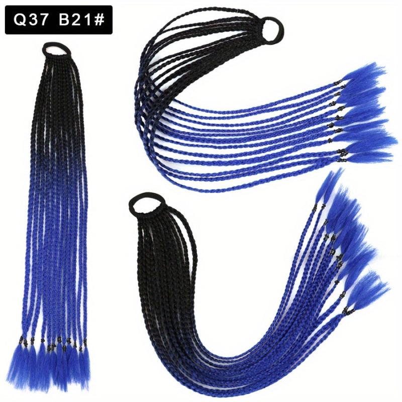 Colored Braids Ponytail Hair Extensions Rainbow Braided Wig