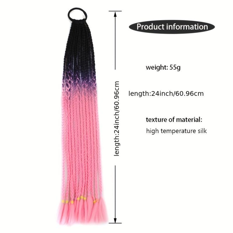 Colored Braids Ponytail Hair Extensions Rainbow Braided Wig