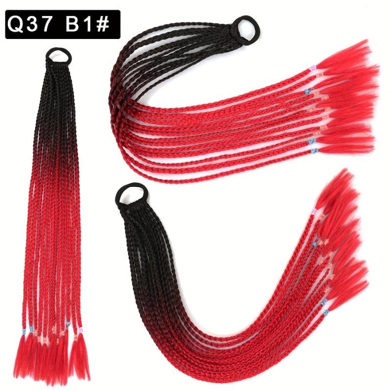 Colored Braids Ponytail Hair Extensions Rainbow Braided Wig