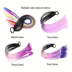 Colored Braids Ponytail Hair Extensions Rainbow Braided Wig