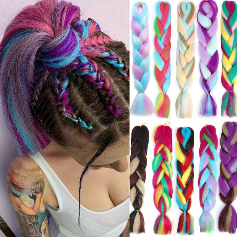 100g Ombre Rainbow Jumbo Braids for Dreadlocks Box Braids Hair