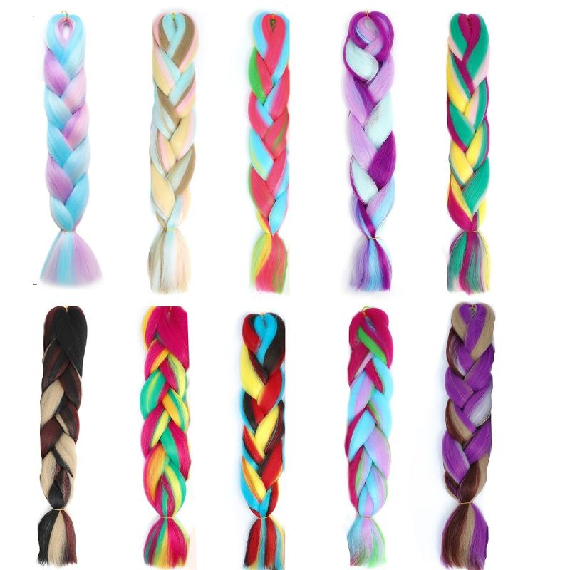 100g Ombre Rainbow Jumbo Braids for Dreadlocks Box Braids Hair