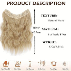 Wavy U Part Hair Extensions 18 Inch Long 5 Clips Synthetic Hairpieces for Women