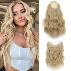 Wavy U Part Hair Extensions 18 Inch Long 5 Clips Synthetic Hairpieces for Women