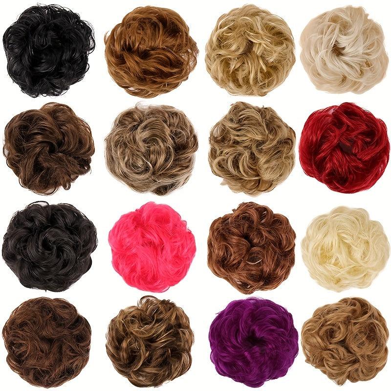 Messy Donut Hair Buns Updo Chignon with Hair Rope Extensions