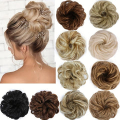 Messy Donut Hair Buns Updo Chignon with Hair Rope Extensions
