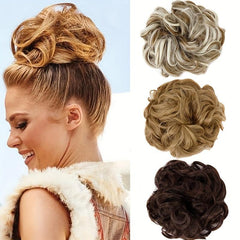 Messy Donut Hair Buns Updo Chignon with Hair Rope Extensions
