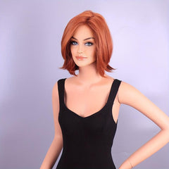 Short Curly Bob Cut Wig Synthetic Wig Reddish Brown Ginger Orange Wig